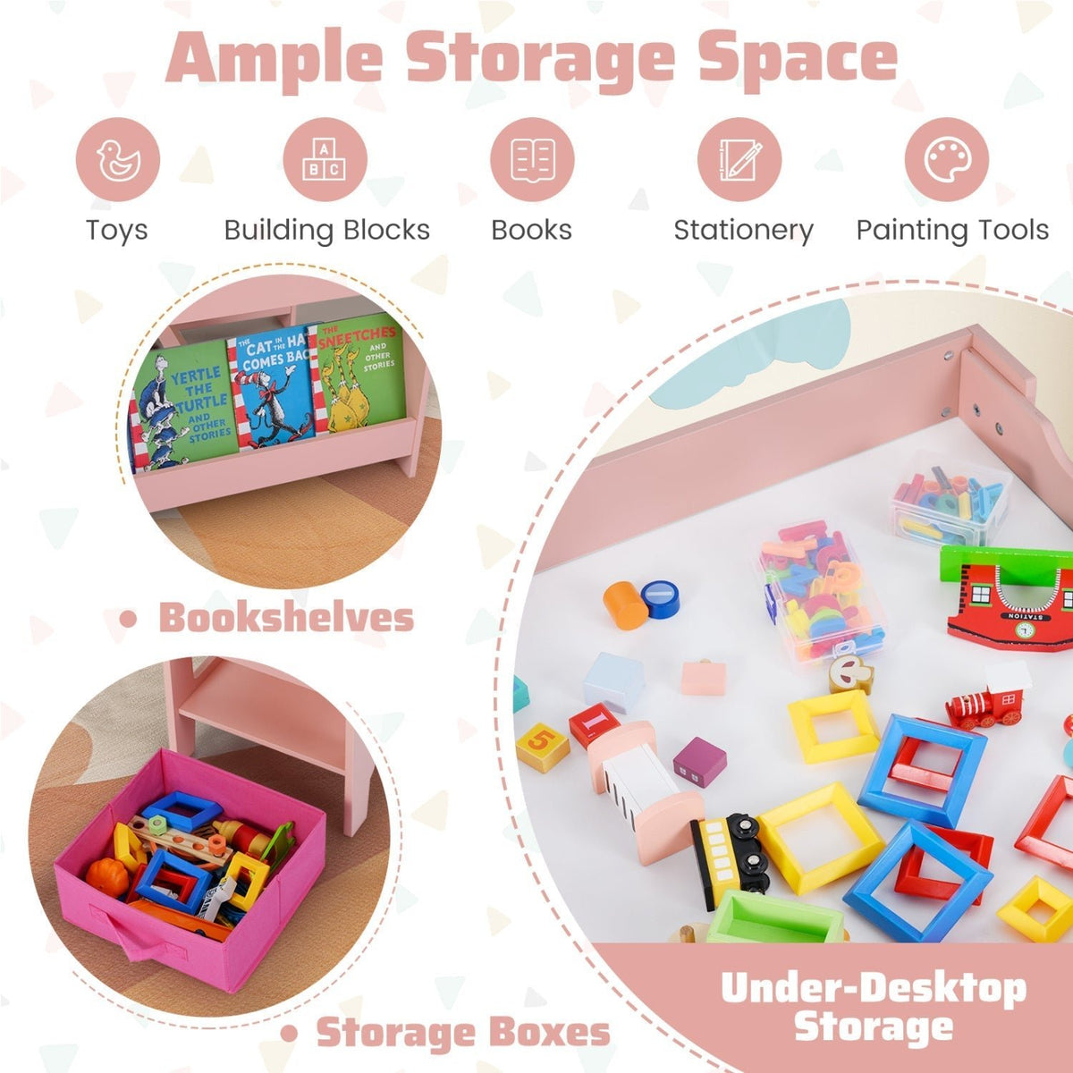 Kids Activity Table and 2 Chairs Set with Reversible TabletopKids Table & Chair SetTorqelo.com