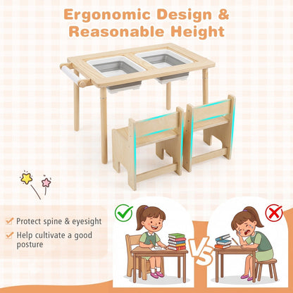 Kids Activity Table and Chair Set with Adjustable HeightKids Table & Chair SetTorqelo.com