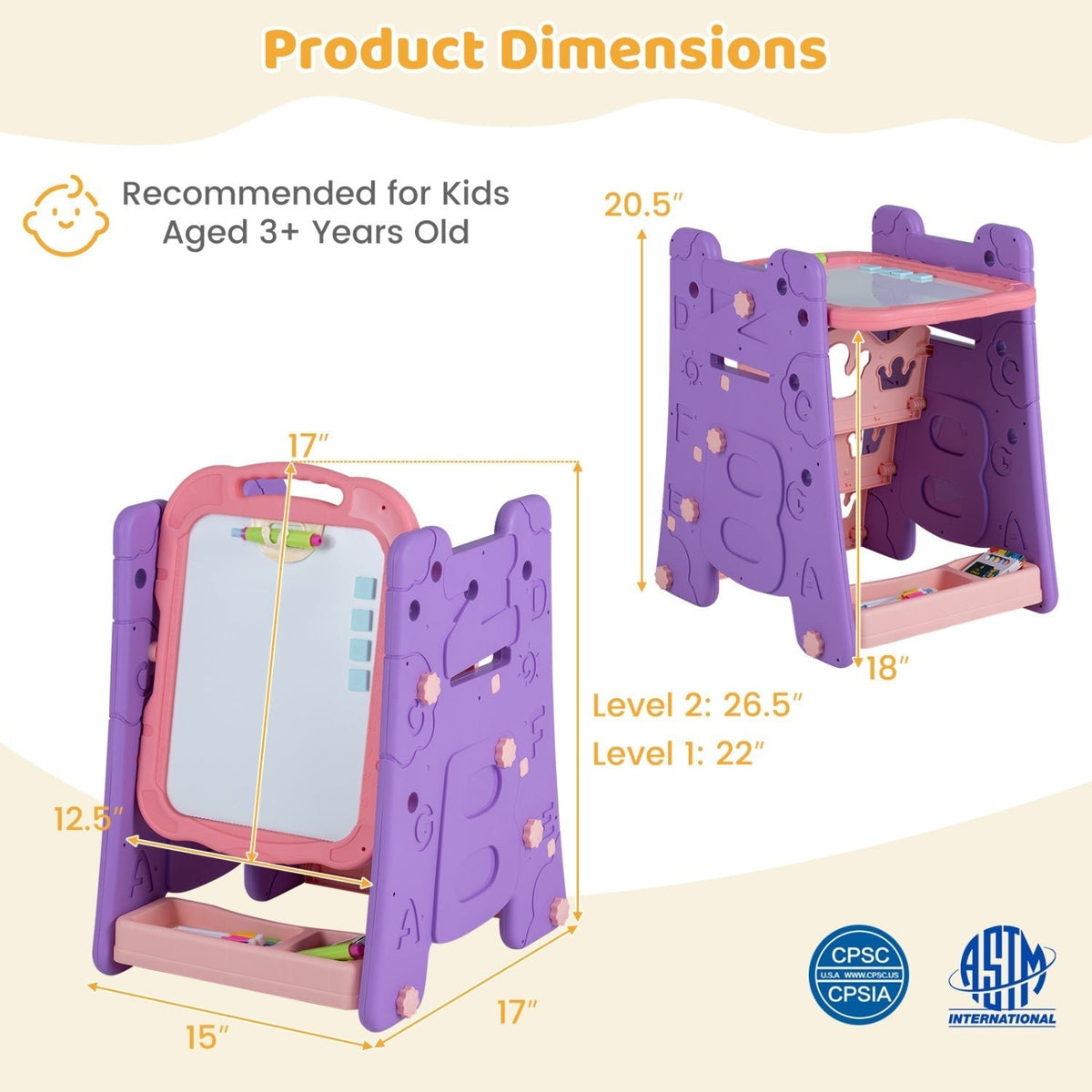 Kids Art Easel 4-in-1 Double Sided Magnetic BoardArt EaselTorqelo.com