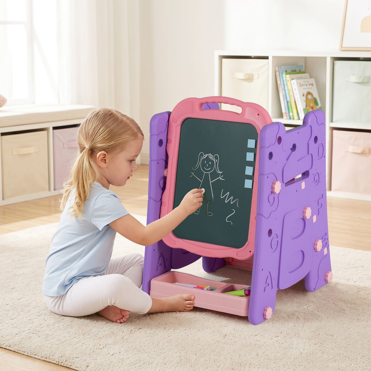 Kids Art Easel 4-in-1 Double Sided Magnetic BoardArt EaselTorqelo.com