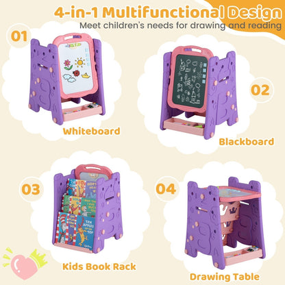 Kids Art Easel 4-in-1 Double Sided Magnetic BoardArt EaselTorqelo.com