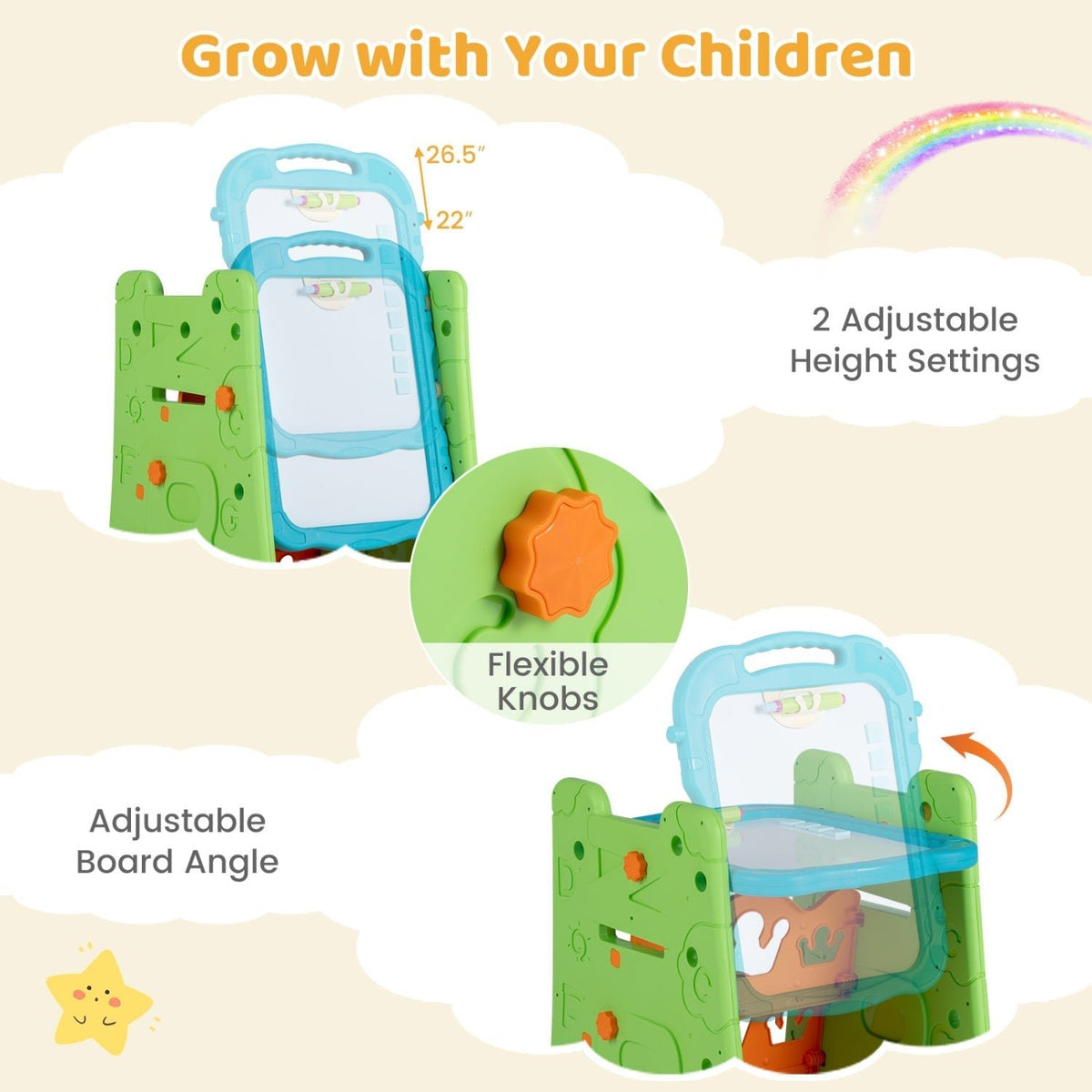 Kids Art Easel 4-in-1 Double Sided Magnetic BoardArt EaselTorqelo.com