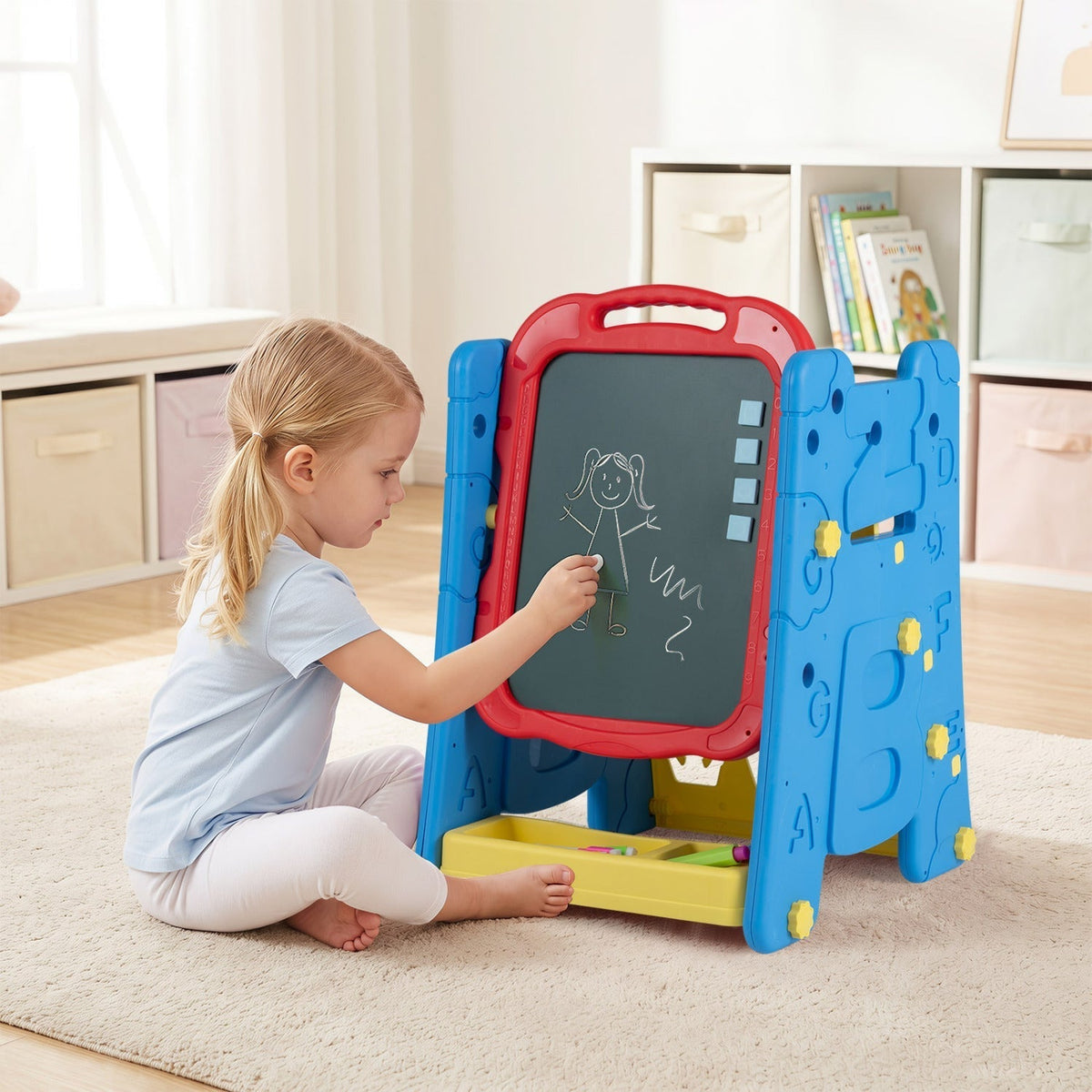 Kids Art Easel 4-in-1 Double Sided Magnetic BoardArt EaselTorqelo.com