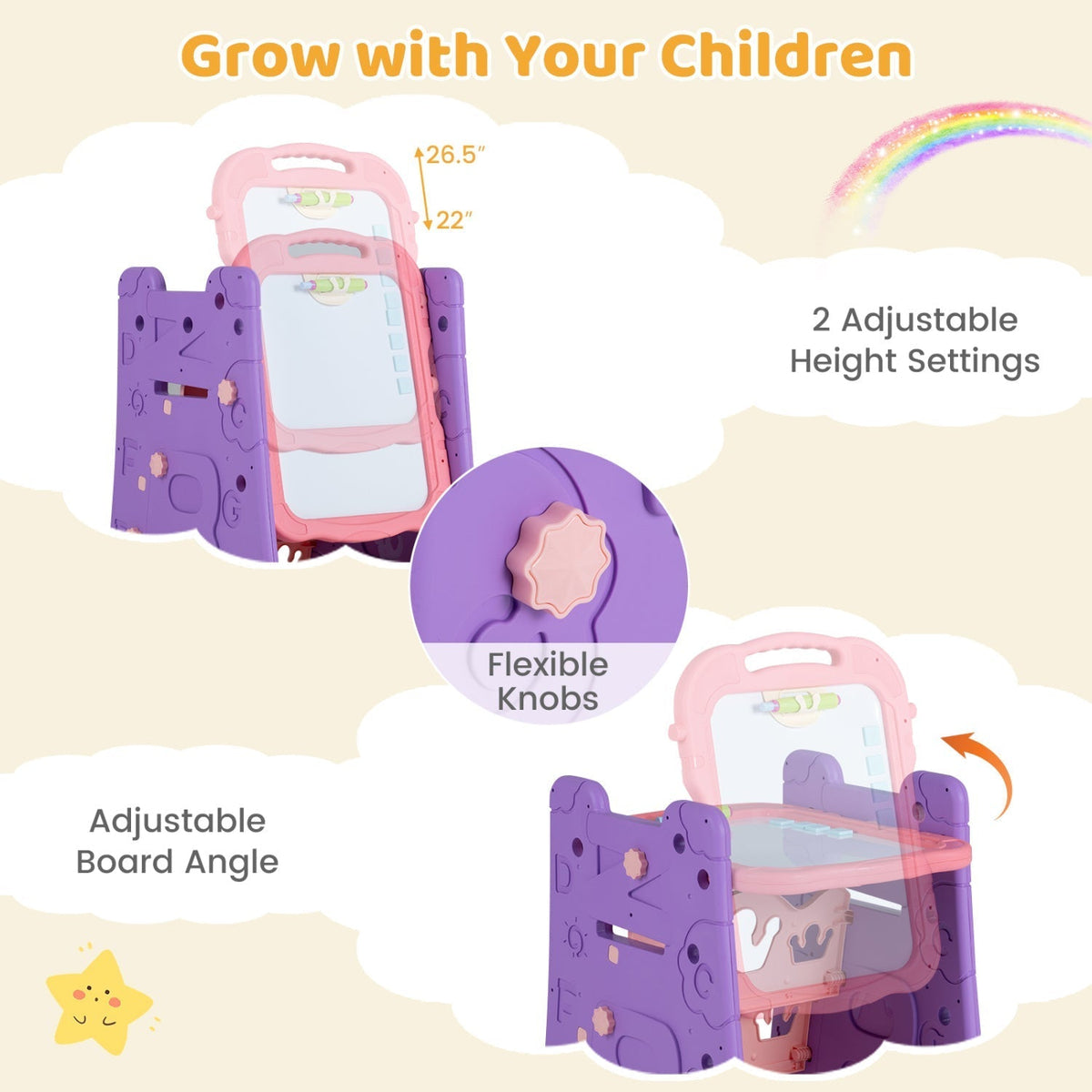 Kids Art Easel 4-in-1 Double Sided Magnetic BoardArt EaselTorqelo.com