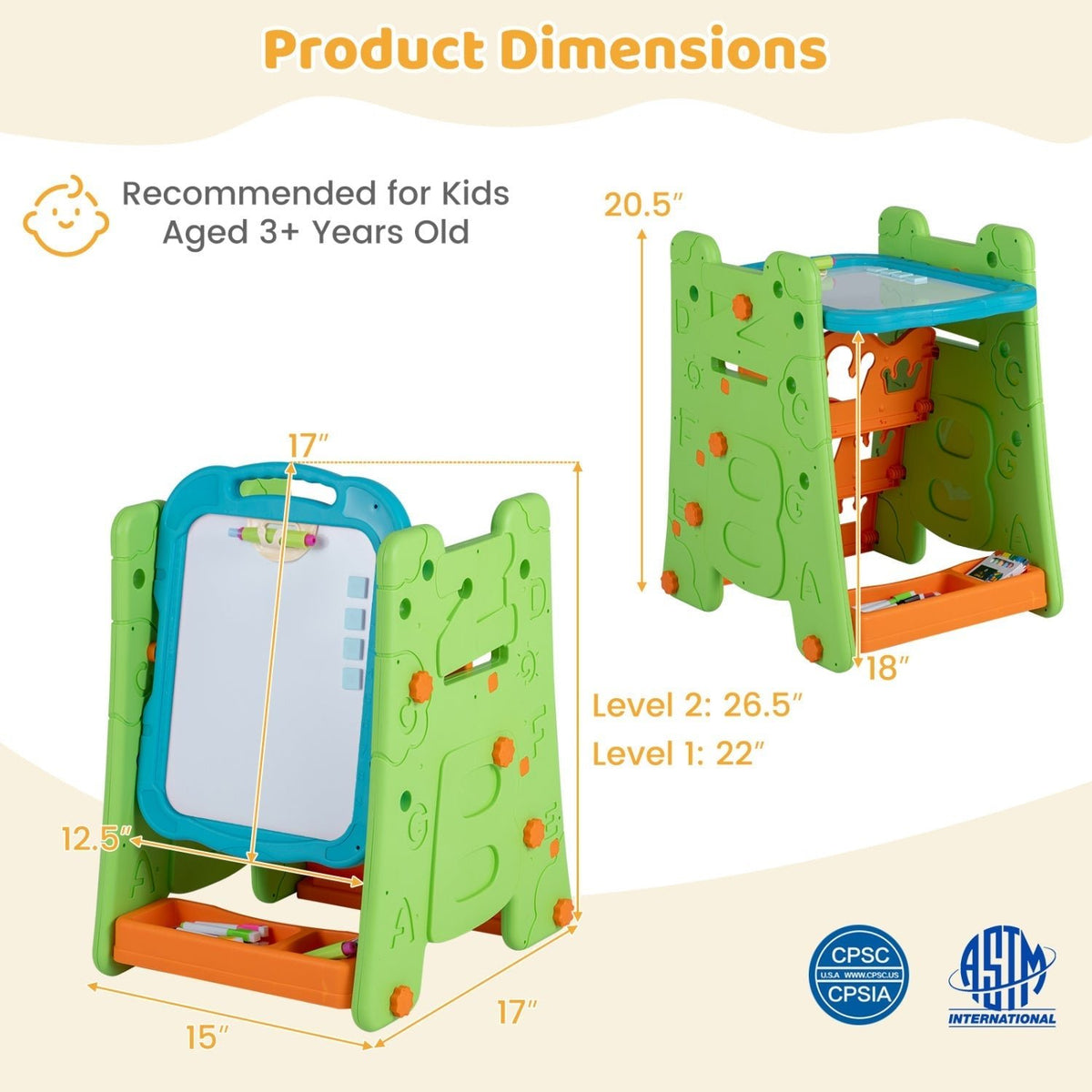 Kids Art Easel 4-in-1 Double Sided Magnetic BoardArt EaselTorqelo.com