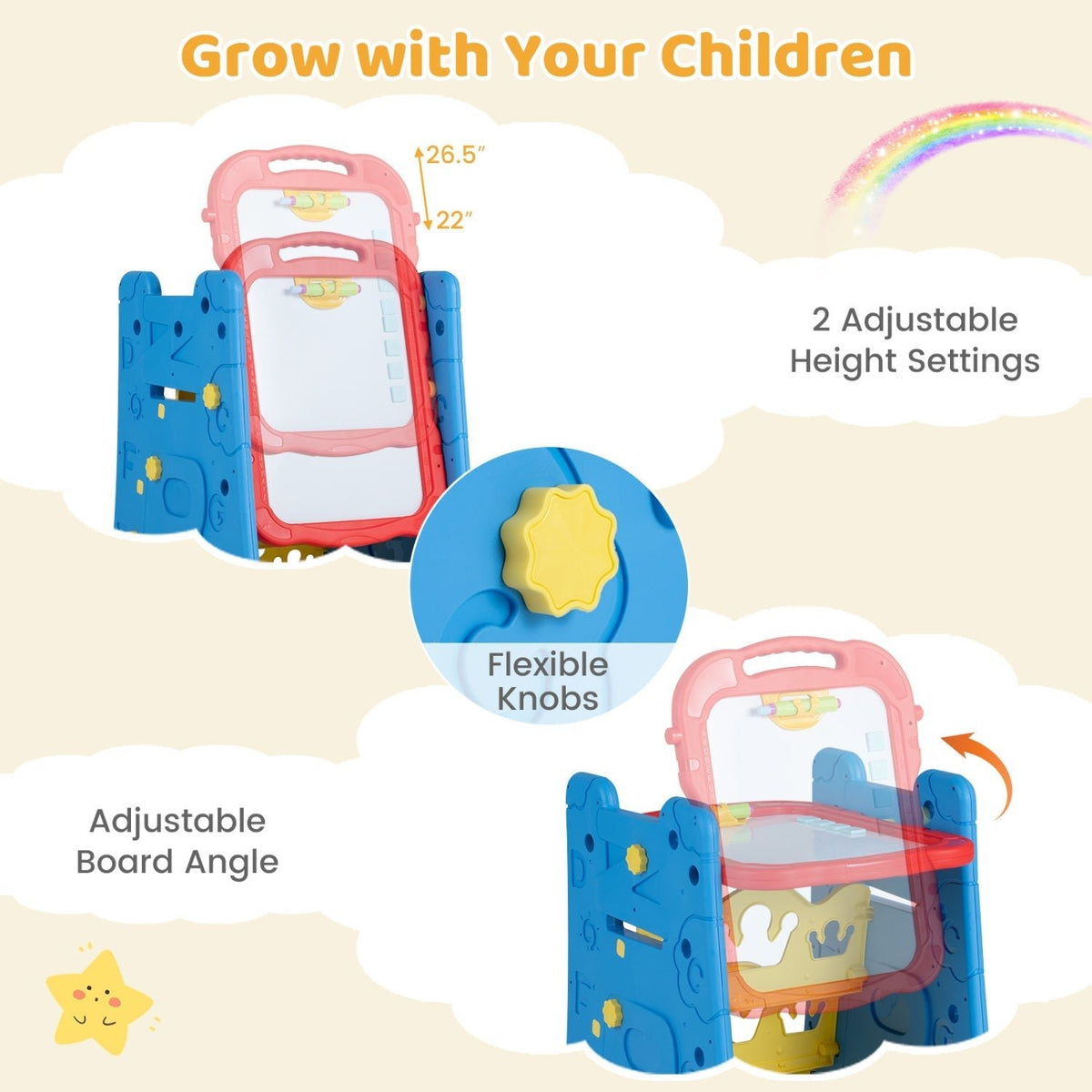 Kids Art Easel 4-in-1 Double Sided Magnetic BoardArt EaselTorqelo.com