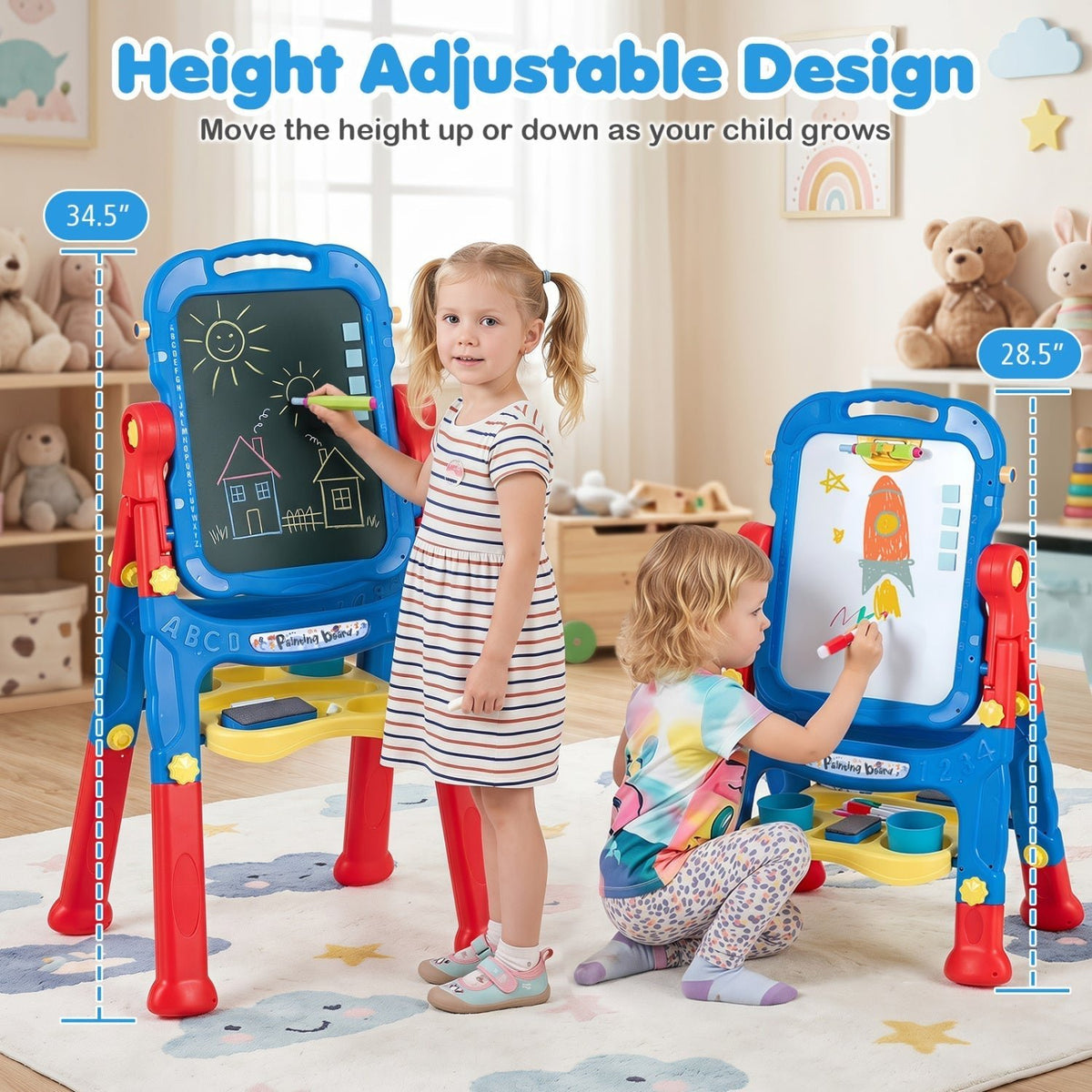 Kids Art Easel with Adjustable Height & 22 AccessoriesArt EaselTorqelo.com