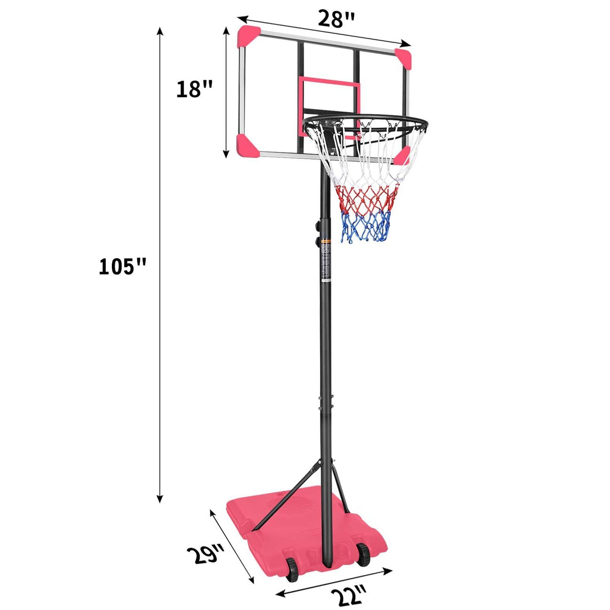 Kids Basketball Hoop Adjustable 5.6-7ft with WheelsBasketball HoopTorqelo.com