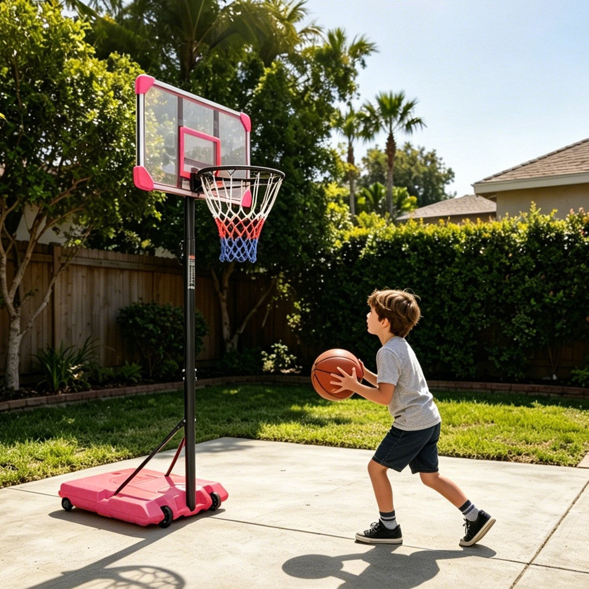 Kids Basketball Hoop Adjustable 5.6-7ft with WheelsBasketball HoopTorqelo.com