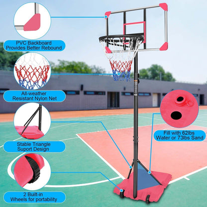 Kids Basketball Hoop Adjustable 5.6-7ft with WheelsBasketball HoopTorqelo.com