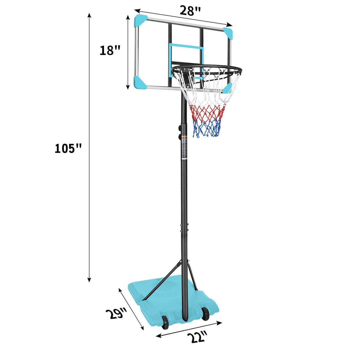 Kids Basketball Hoop Adjustable 5.6-7ft with WheelsBasketball HoopTorqelo.com