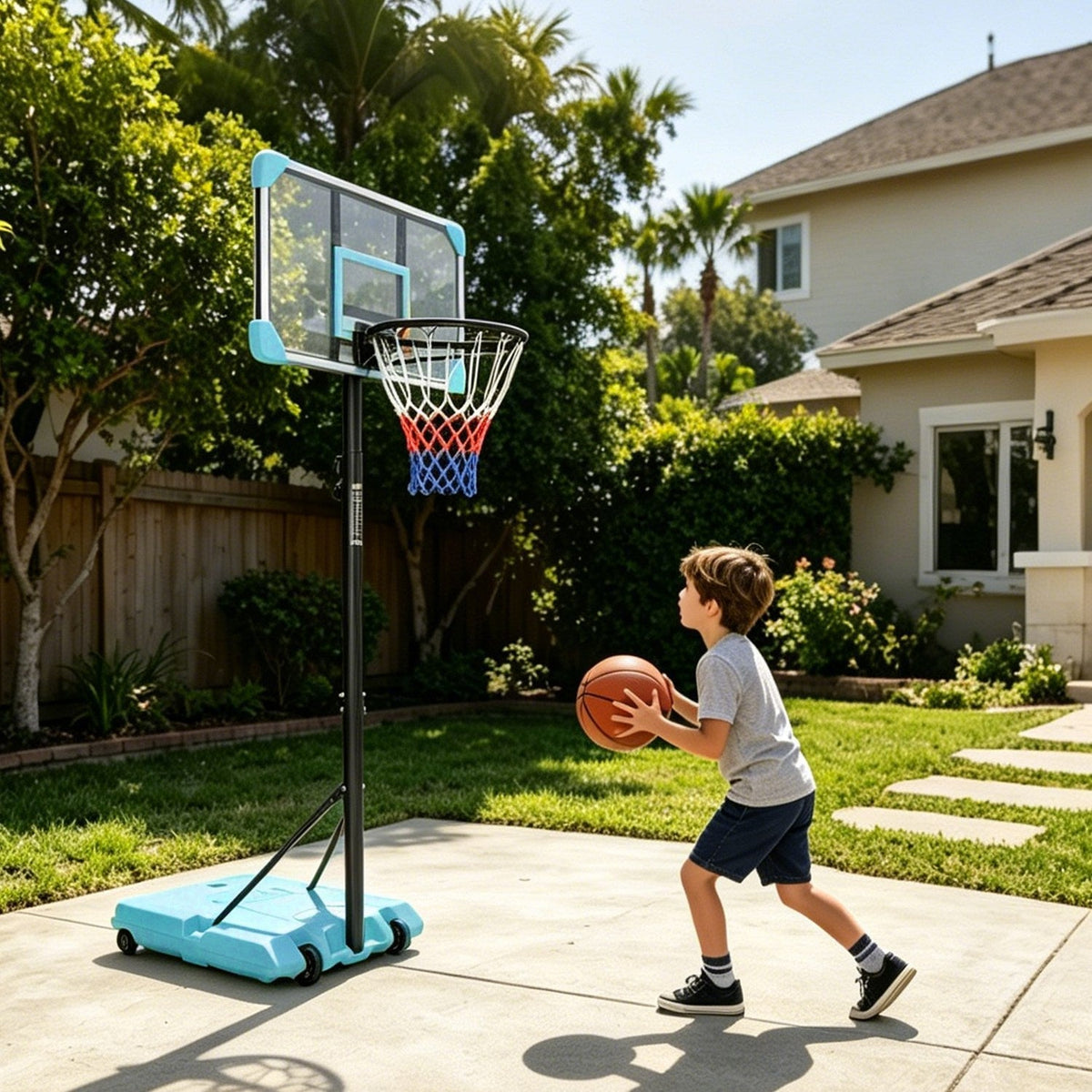Kids Basketball Hoop Adjustable 5.6-7ft with WheelsBasketball HoopTorqelo.com