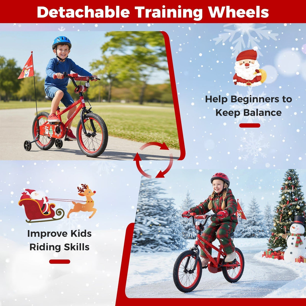 Kids Bike 12-18 Inch with Training Wheels & Christmas MusicKids BikeTorqelo.com