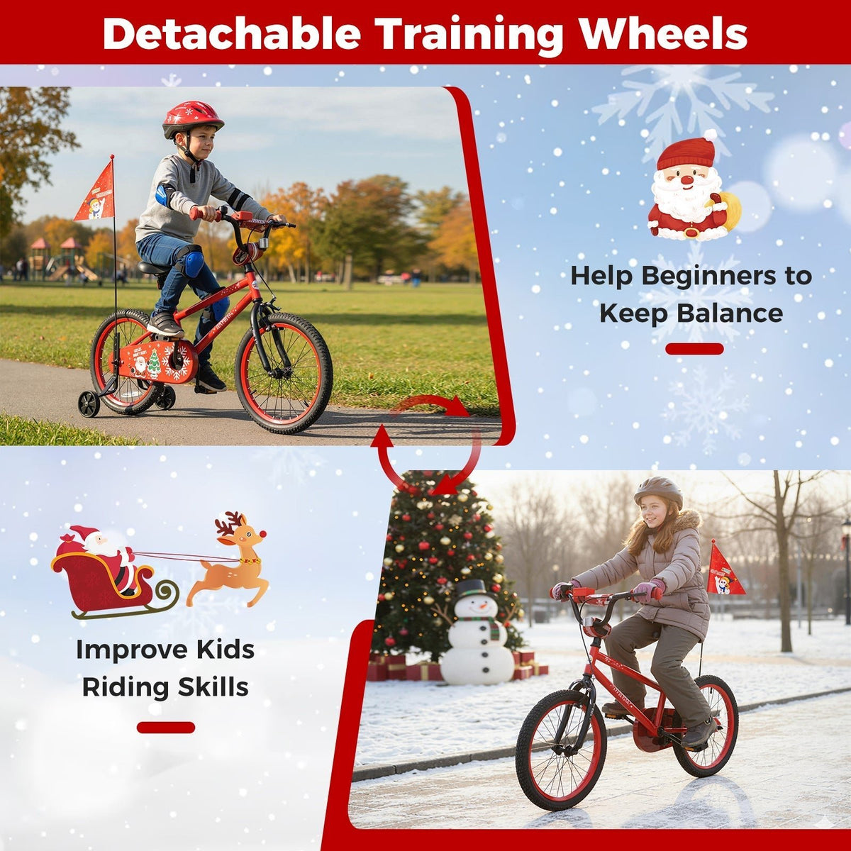Kids Bike 12-18 Inch with Training Wheels & Christmas MusicKids BikeTorqelo.com