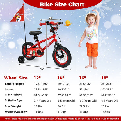 Kids Bike 12-18 Inch with Training Wheels & Christmas MusicKids BikeTorqelo.com