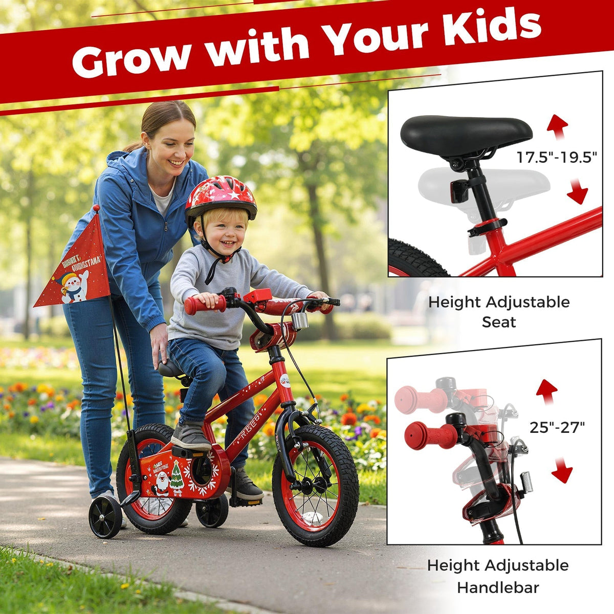 Kids Bike 12-18 Inch with Training Wheels & Christmas MusicKids BikeTorqelo.com