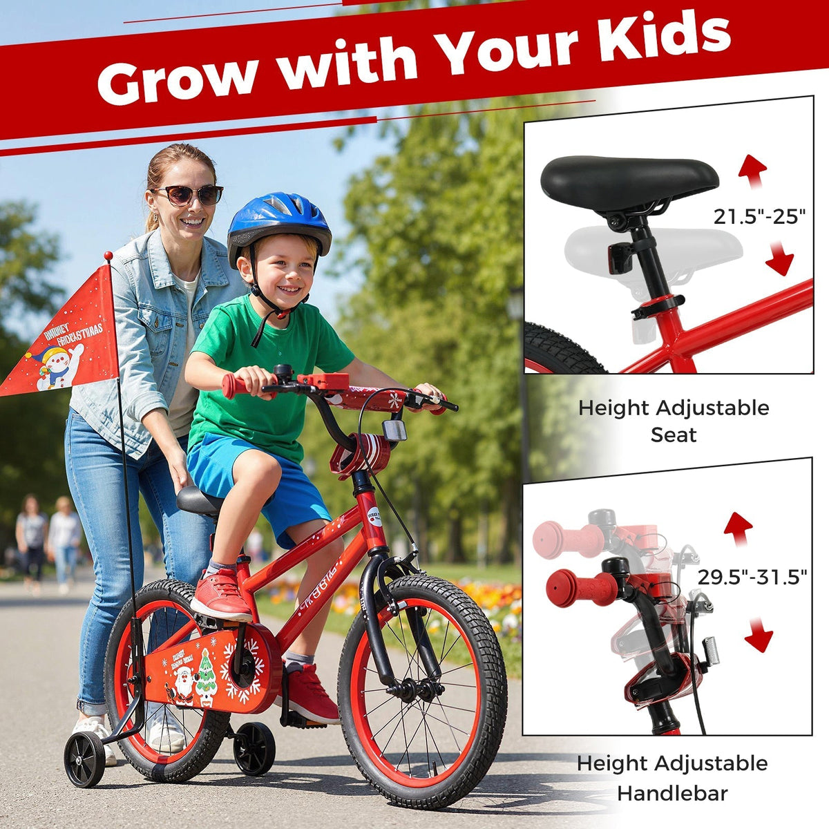 Kids Bike 12-18 Inch with Training Wheels & Christmas MusicKids BikeTorqelo.com