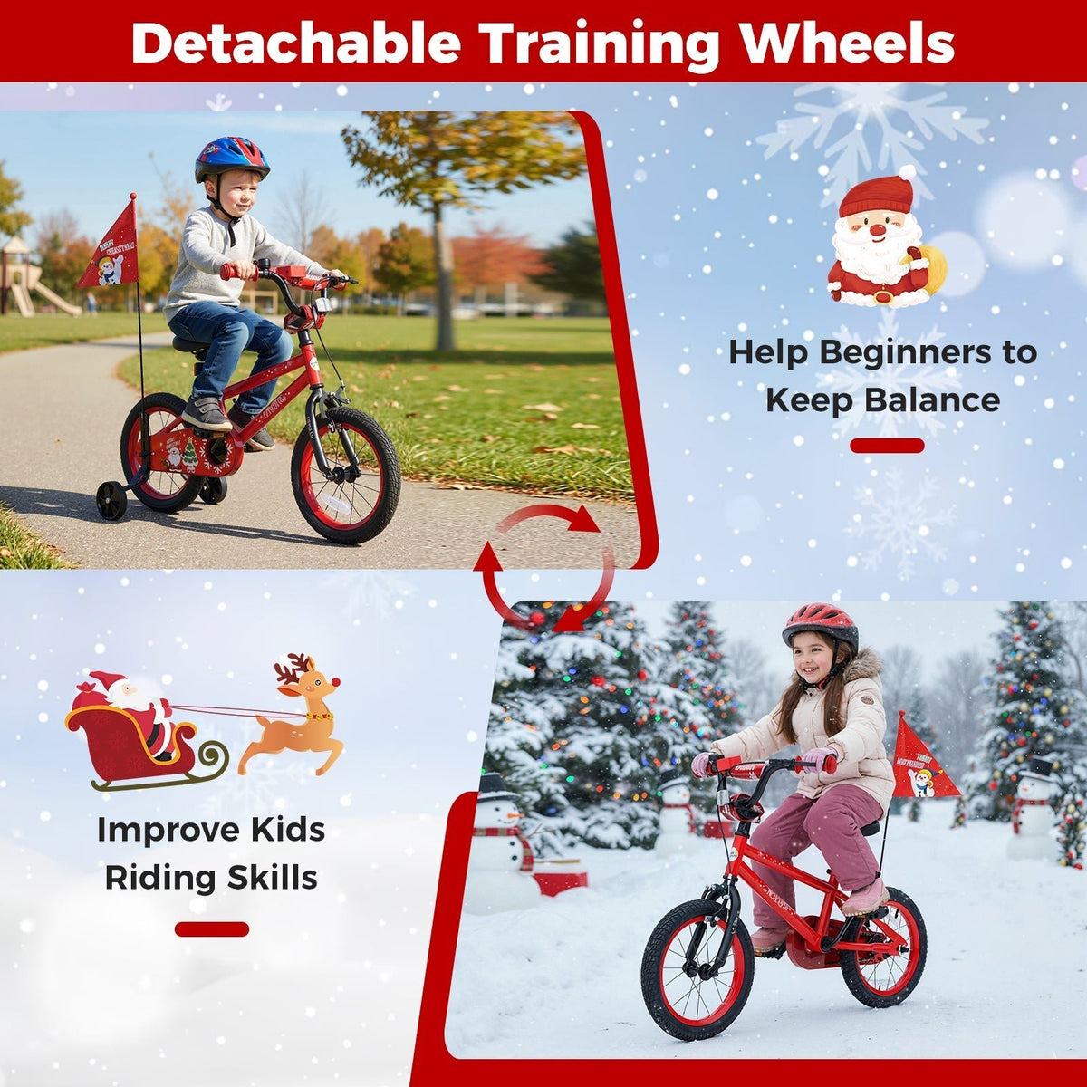 Kids Bike 12-18 Inch with Training Wheels & Christmas MusicKids BikeTorqelo.com
