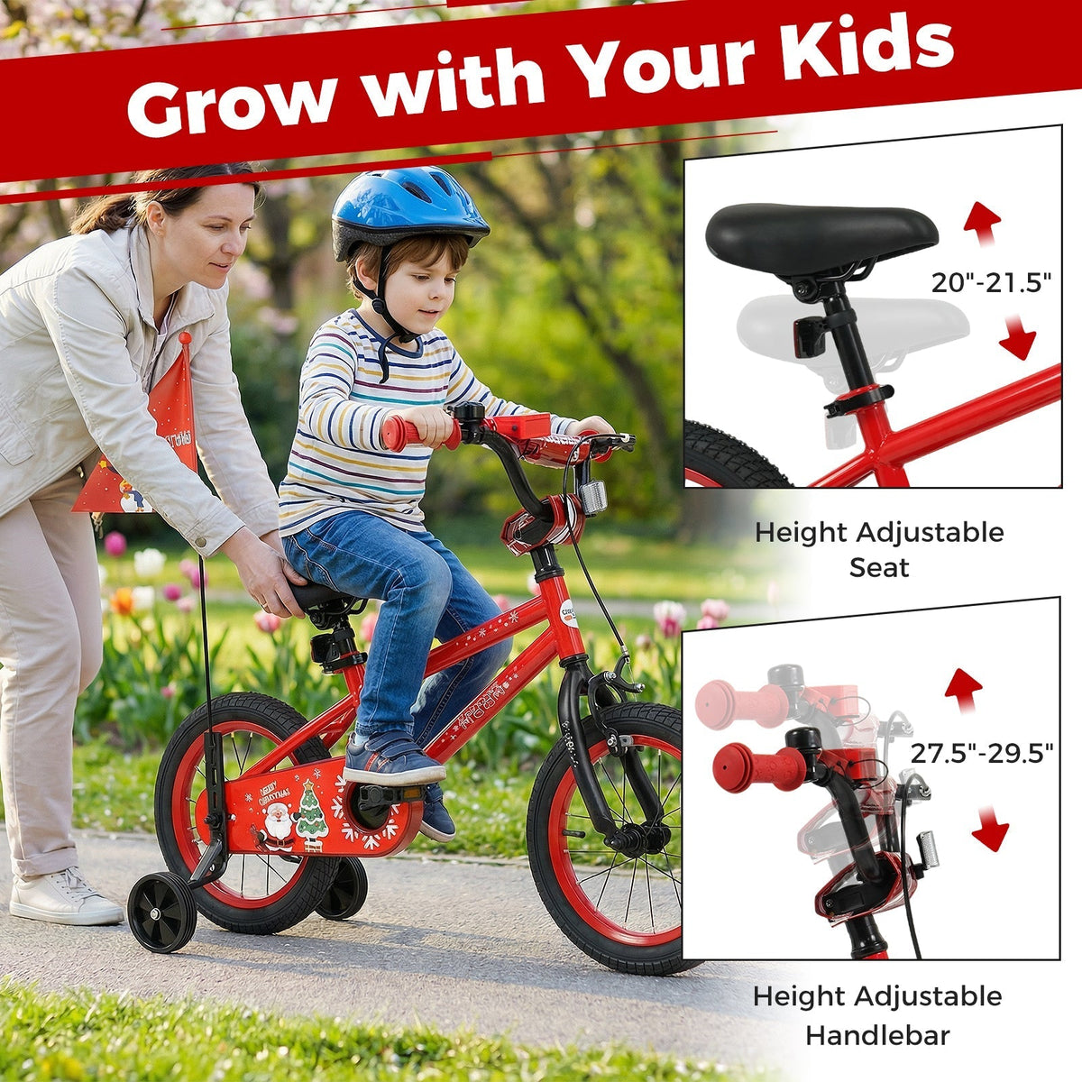 Kids Bike 12-18 Inch with Training Wheels & Christmas MusicKids BikeTorqelo.com