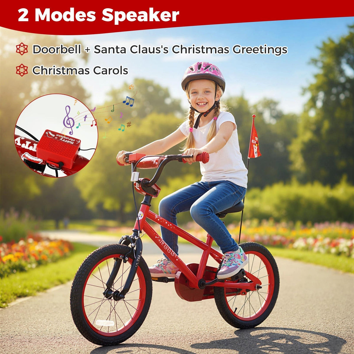 Kids Bike 12-18 Inch with Training Wheels & Christmas MusicKids BikeTorqelo.com