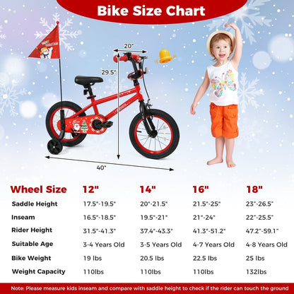 Kids Bike 12-18 Inch with Training Wheels & Christmas MusicKids BikeTorqelo.com