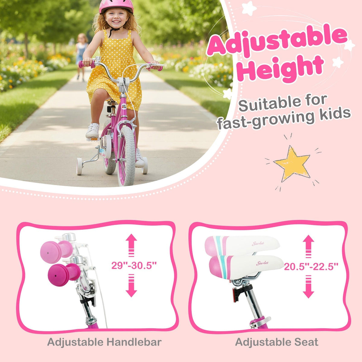 Kids Bike 12-18 Inch with Training Wheels - PinkKids BikeTorqelo.com