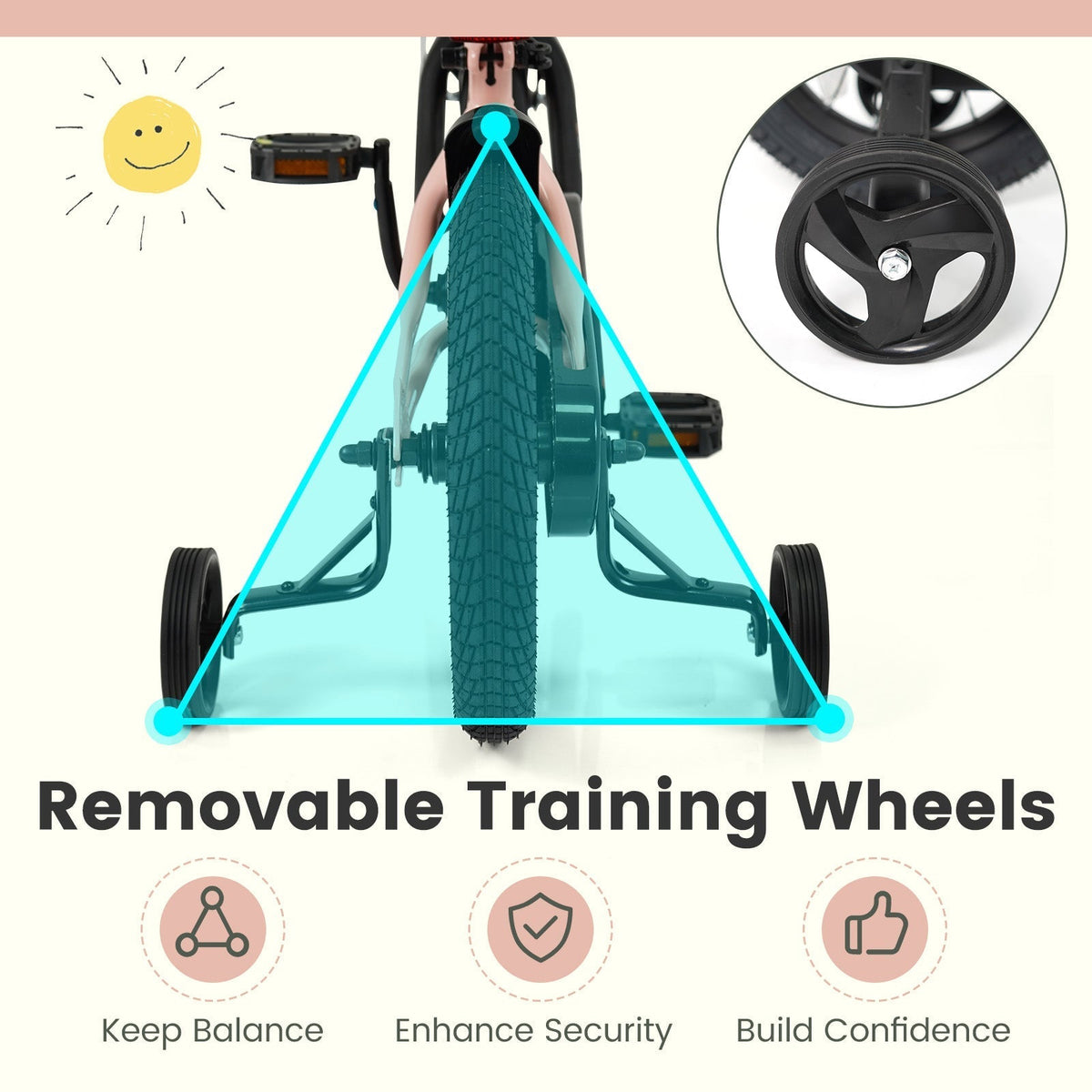 Kids Bike 12-18 Inch with Training Wheels - PinkKids BikeTorqelo.com