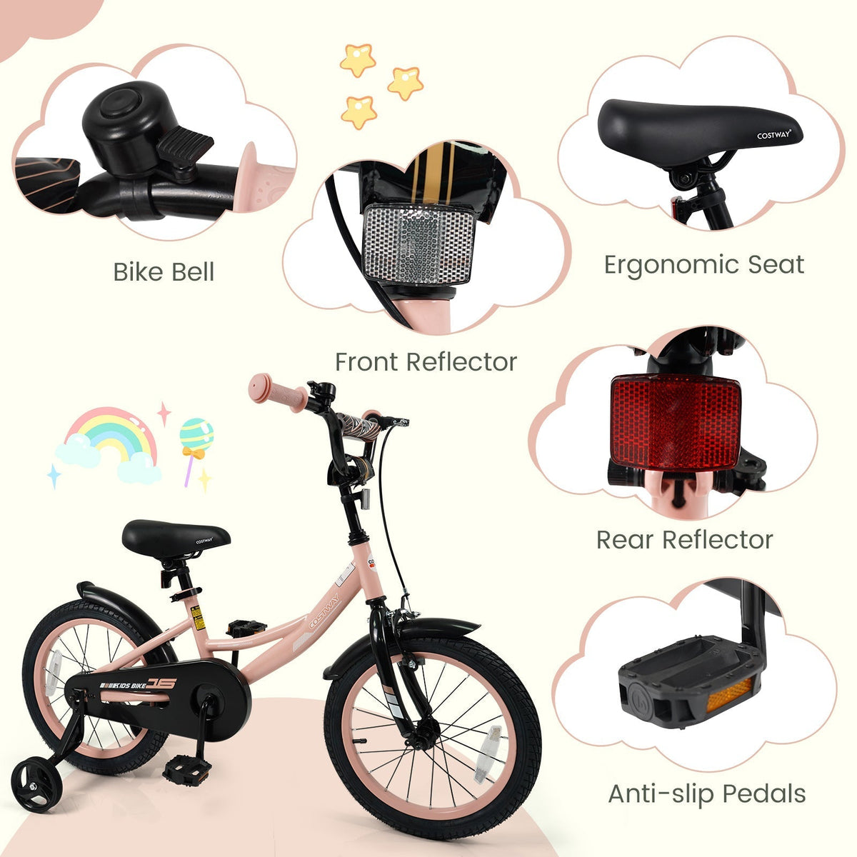 Kids Bike 12-18 Inch with Training Wheels - PinkKids BikeTorqelo.com