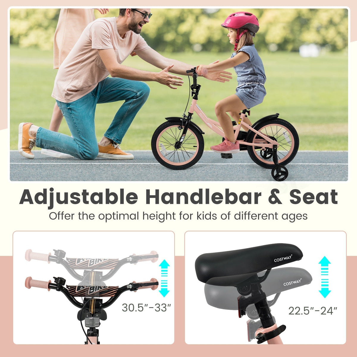 Kids Bike 12-18 Inch with Training Wheels - PinkKids BikeTorqelo.com
