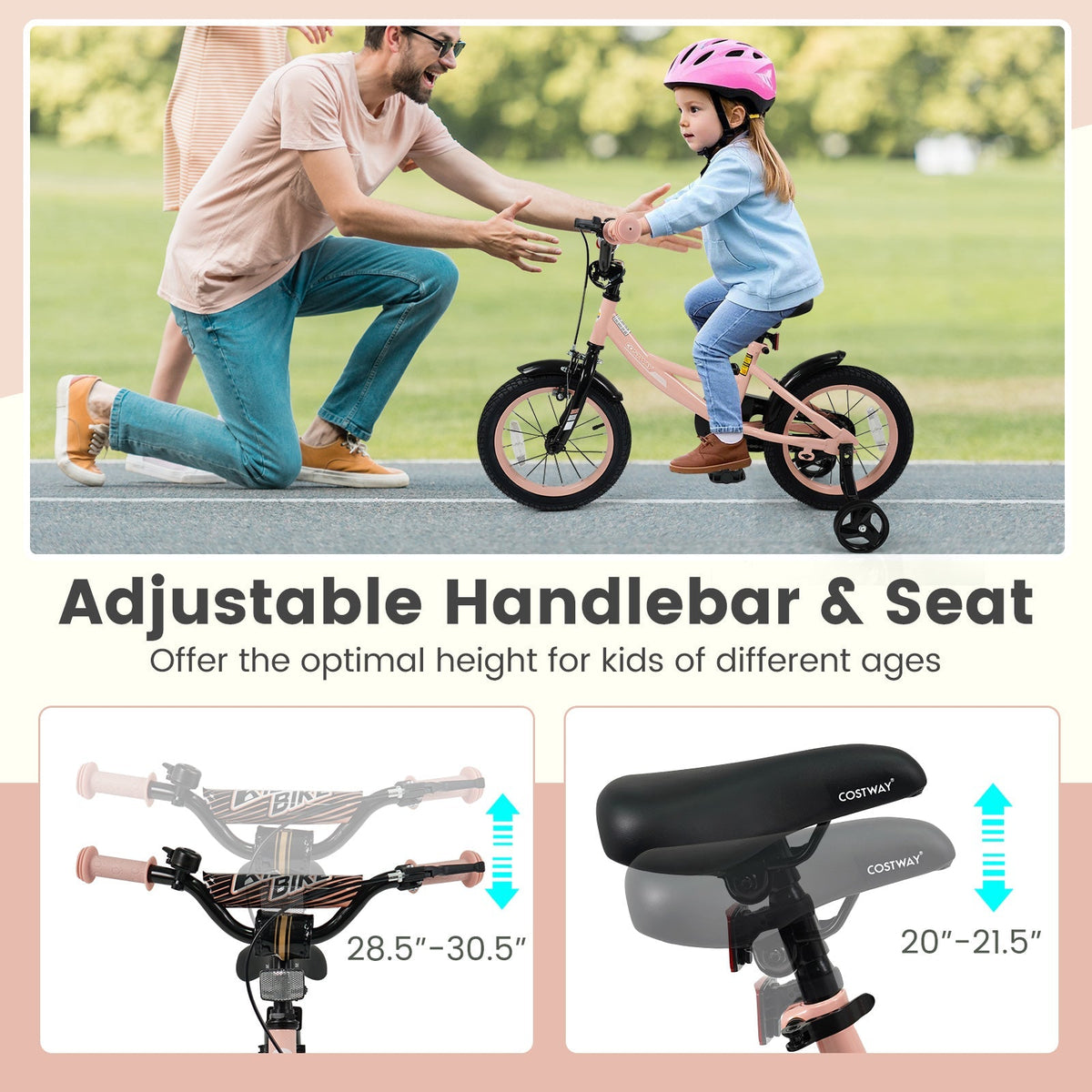 Kids Bike 12-18 Inch with Training Wheels - PinkKids BikeTorqelo.com