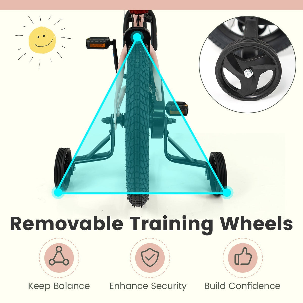 Kids Bike 12-18 Inch with Training Wheels - PinkKids BikeTorqelo.com