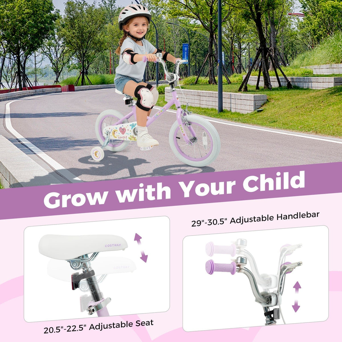 Kids Bike 12-18 Inch with Training Wheels - PurpleKids BikeTorqelo.com