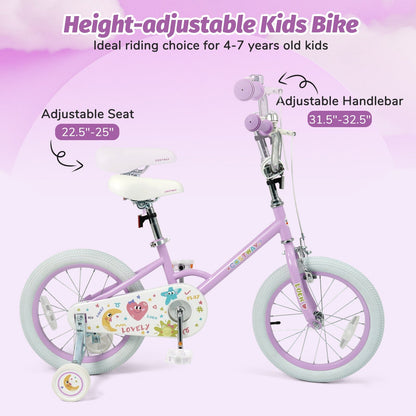 Kids Bike 12-18 Inch with Training Wheels - PurpleKids BikeTorqelo.com