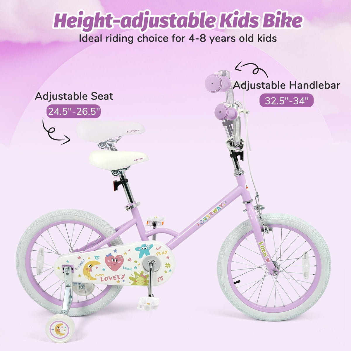 Kids Bike 12-18 Inch with Training Wheels - PurpleKids BikeTorqelo.com
