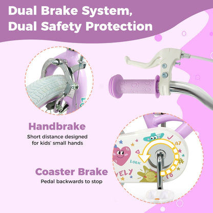 Kids Bike 12-18 Inch with Training Wheels - PurpleKids BikeTorqelo.com
