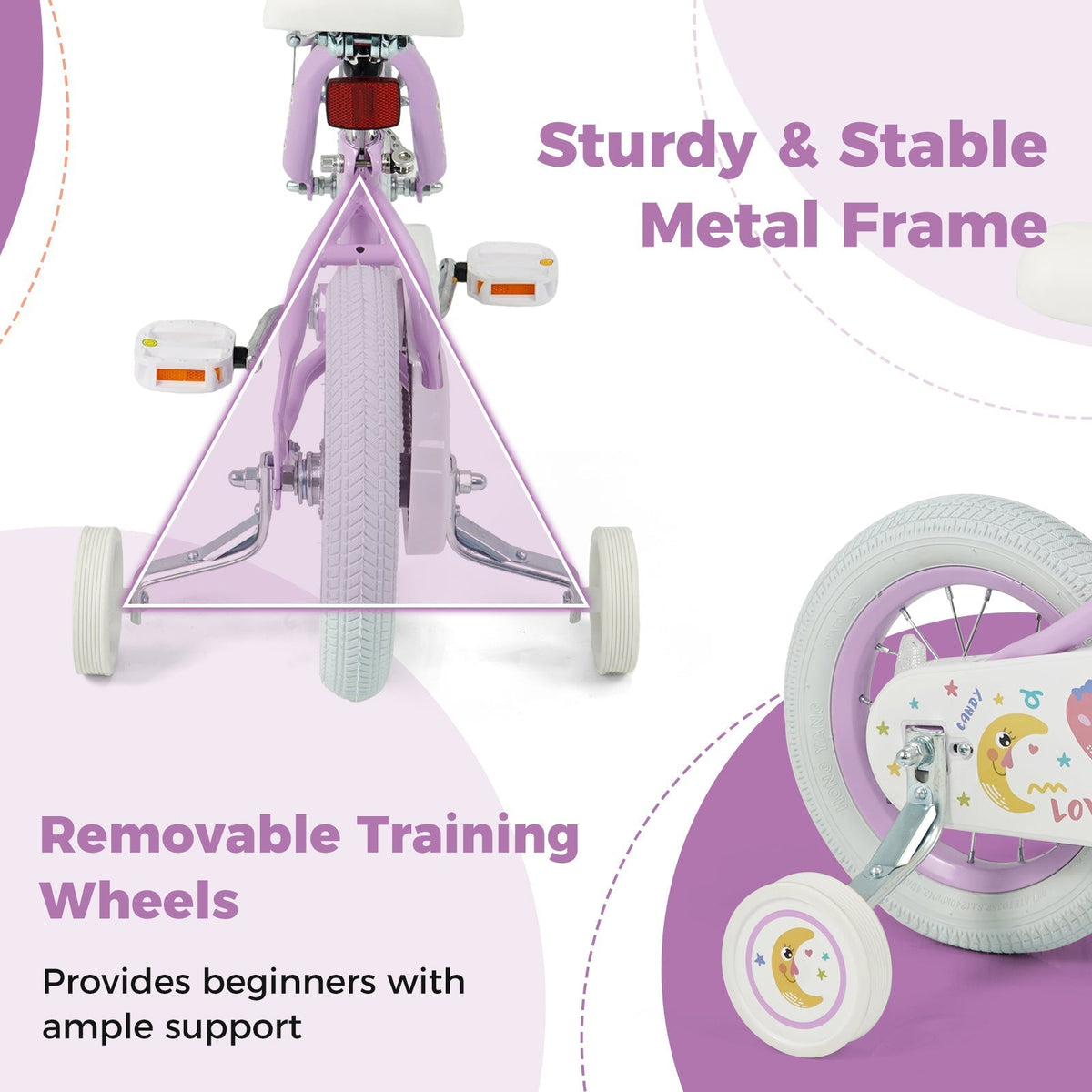 Kids Bike 12-18 Inch with Training Wheels - PurpleKids BikeTorqelo.com