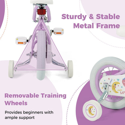 Kids Bike 12-18 Inch with Training Wheels - PurpleKids BikeTorqelo.com