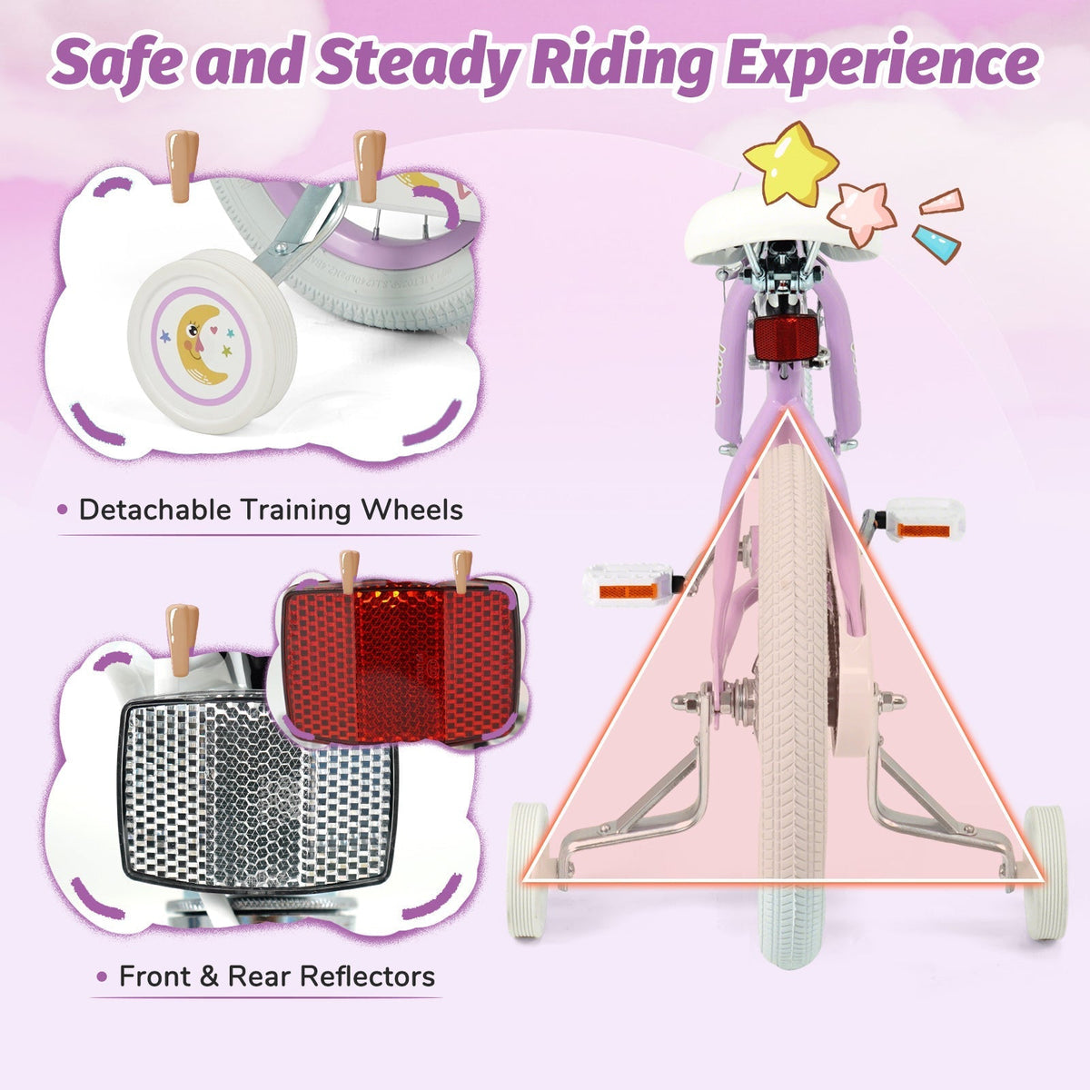 Kids Bike 12-18 Inch with Training Wheels - PurpleKids BikeTorqelo.com