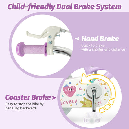 Kids Bike 12-18 Inch with Training Wheels - PurpleKids BikeTorqelo.com