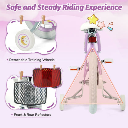Kids Bike 12-18 Inch with Training Wheels - PurpleKids BikeTorqelo.com