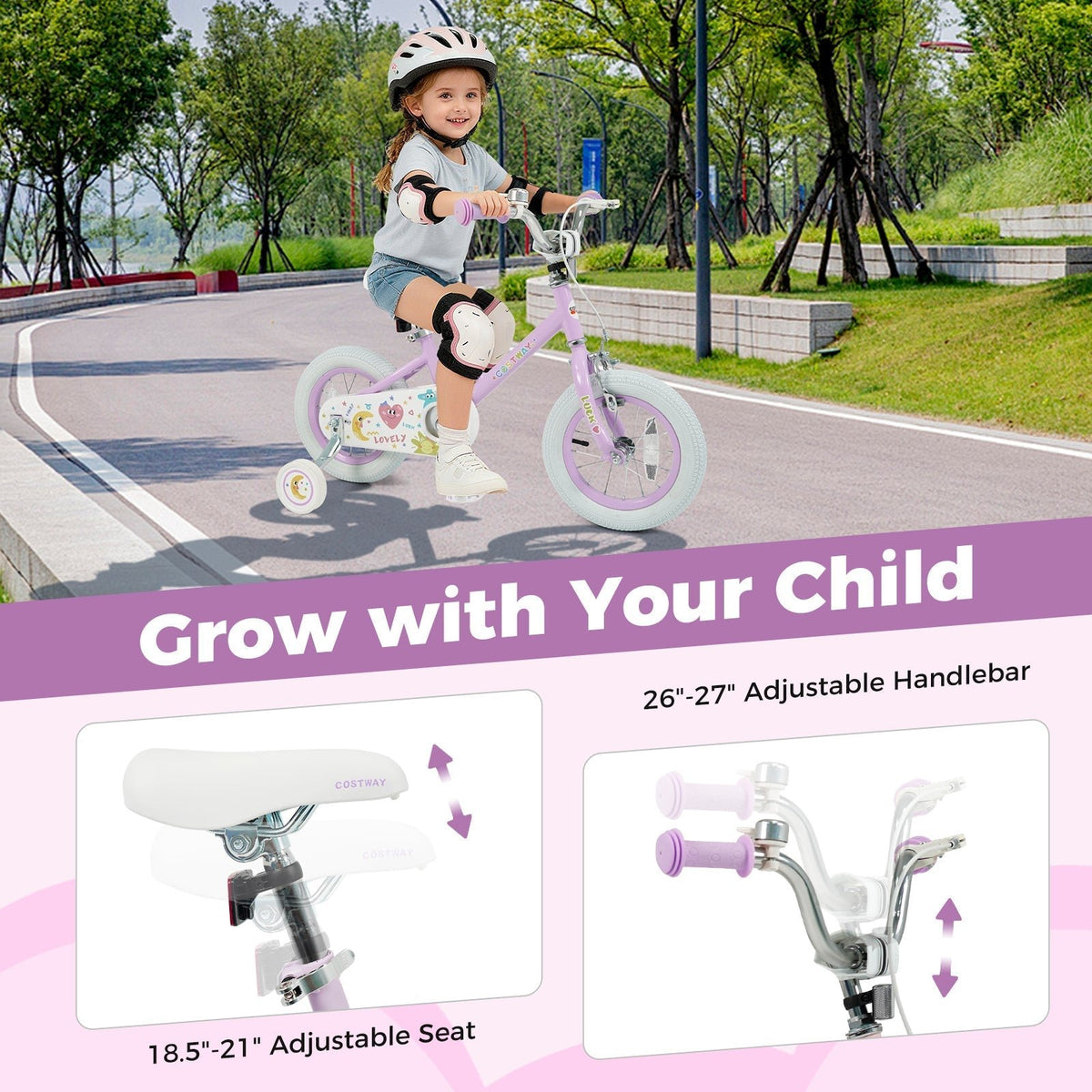 Kids Bike 12-18 Inch with Training Wheels - PurpleKids BikeTorqelo.com