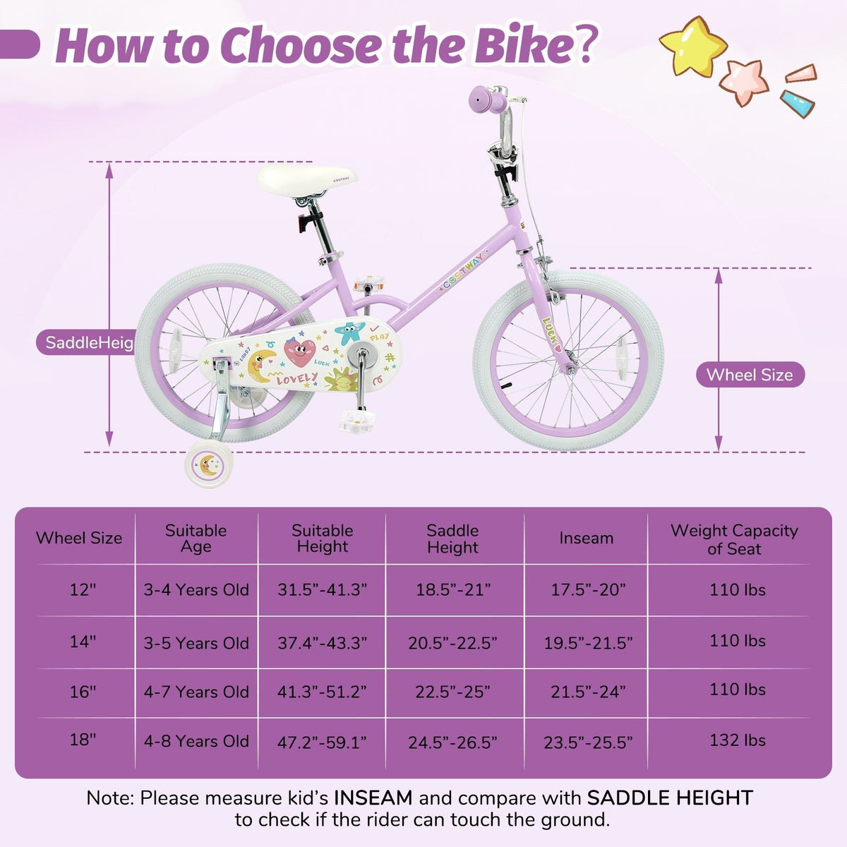Kids Bike 12-18 Inch with Training Wheels - PurpleKids BikeTorqelo.com