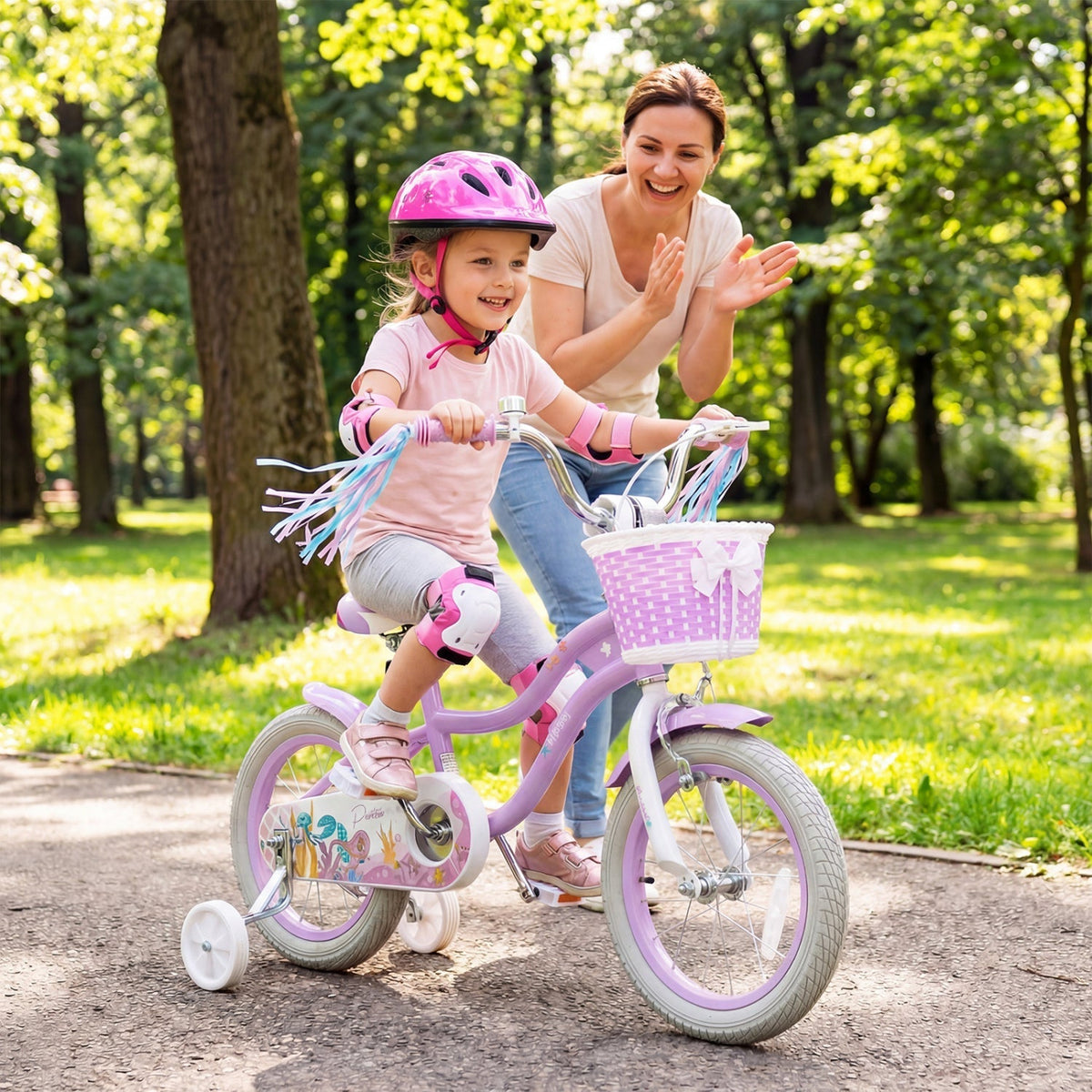 Kids Bike 12-20 Inch with Training Wheels & Basket PurpleKids BikeTorqelo.com