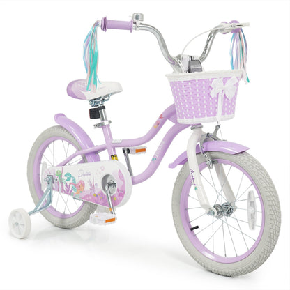 Kids Bike 12-20 Inch with Training Wheels & Basket PurpleKids BikeTorqelo.com