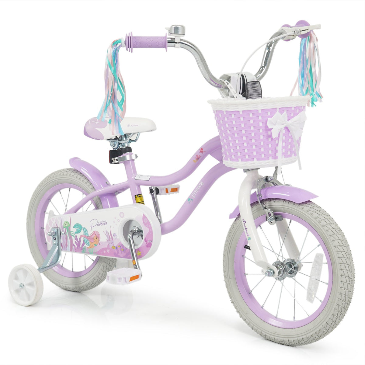 Kids Bike 12-20 Inch with Training Wheels & Basket PurpleKids BikeTorqelo.com
