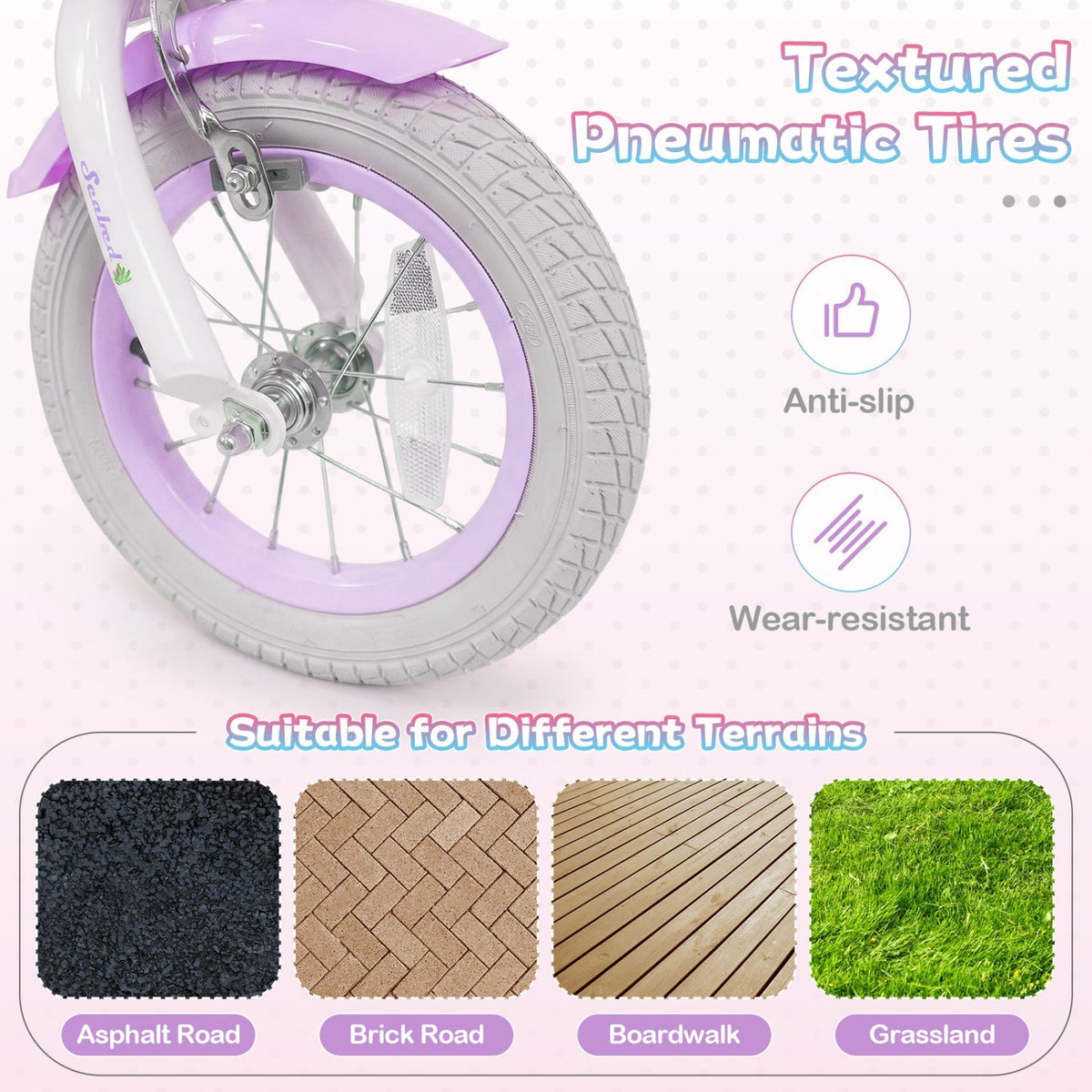 Kids Bike 12-20 Inch with Training Wheels & Basket PurpleKids BikeTorqelo.com