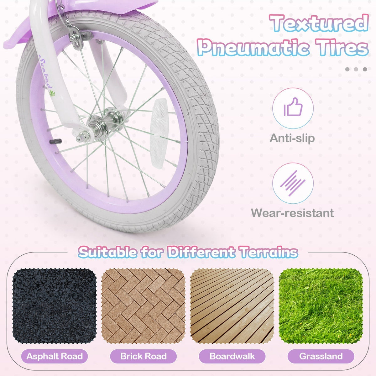 Kids Bike 12-20 Inch with Training Wheels & Basket PurpleKids BikeTorqelo.com