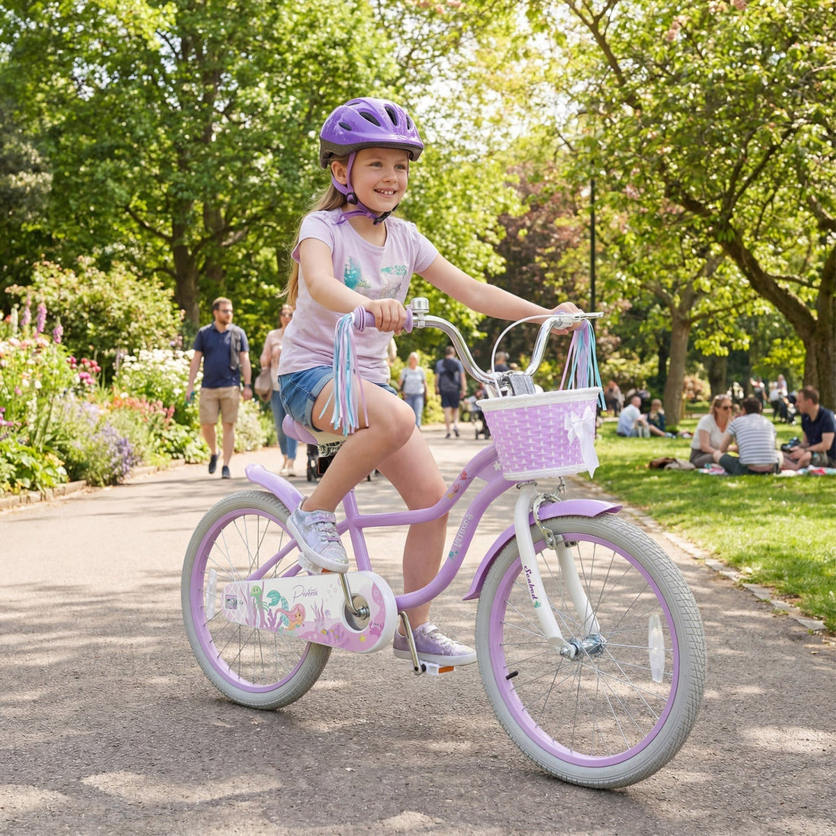 Kids Bike 12-20 Inch with Training Wheels & Basket PurpleKids BikeTorqelo.com