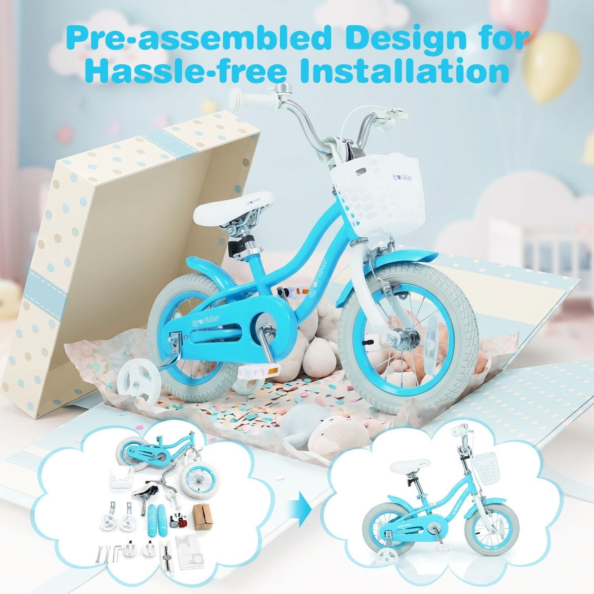 Kids Bike 12 Inch with Training Wheels and Adjustable SeatKids BikeTorqelo.com