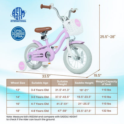 Kids Bike 12 Inch with Training Wheels and Storage BasketKids BikeTorqelo.com